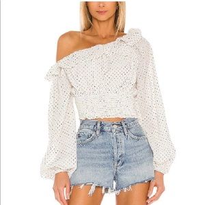 Majorelle Tate Smocked long sleeve polka dot top - only worn twice!!